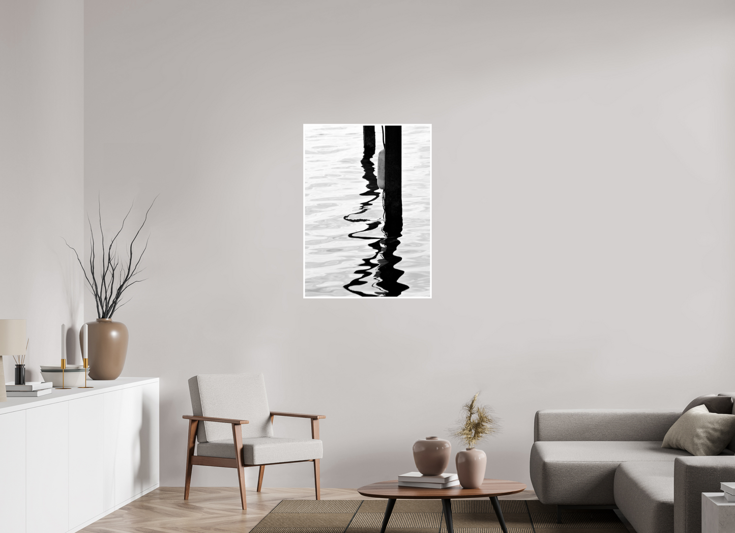 28 x 38.3″, B&W Print .39 Border Water Painting