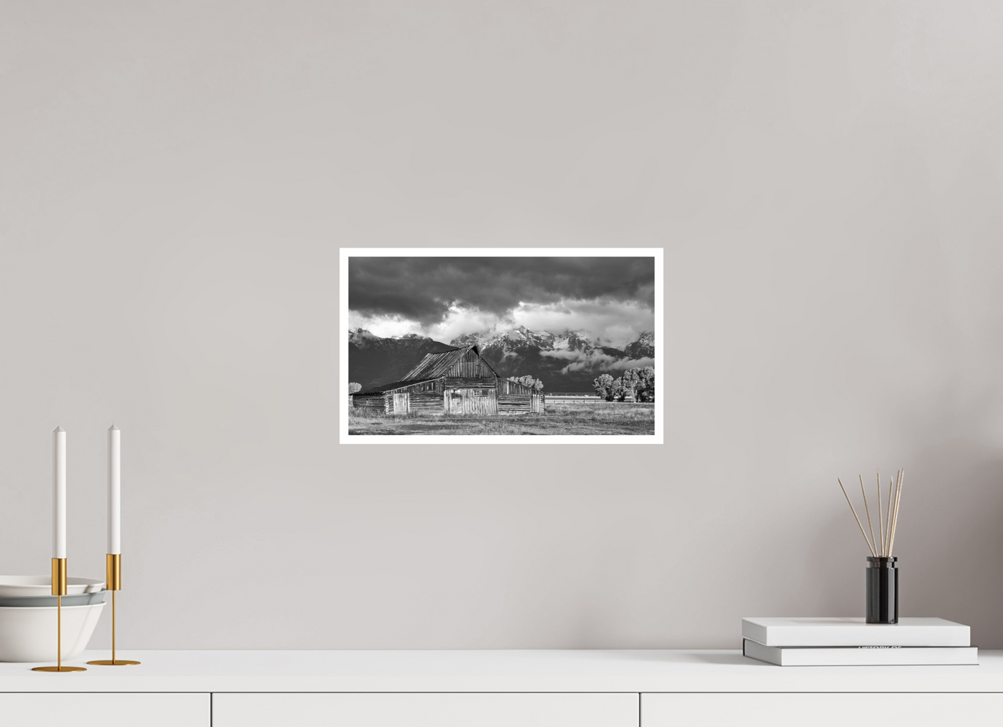 13.7 x 8″, B&W Print .39 Border Jackson Hole