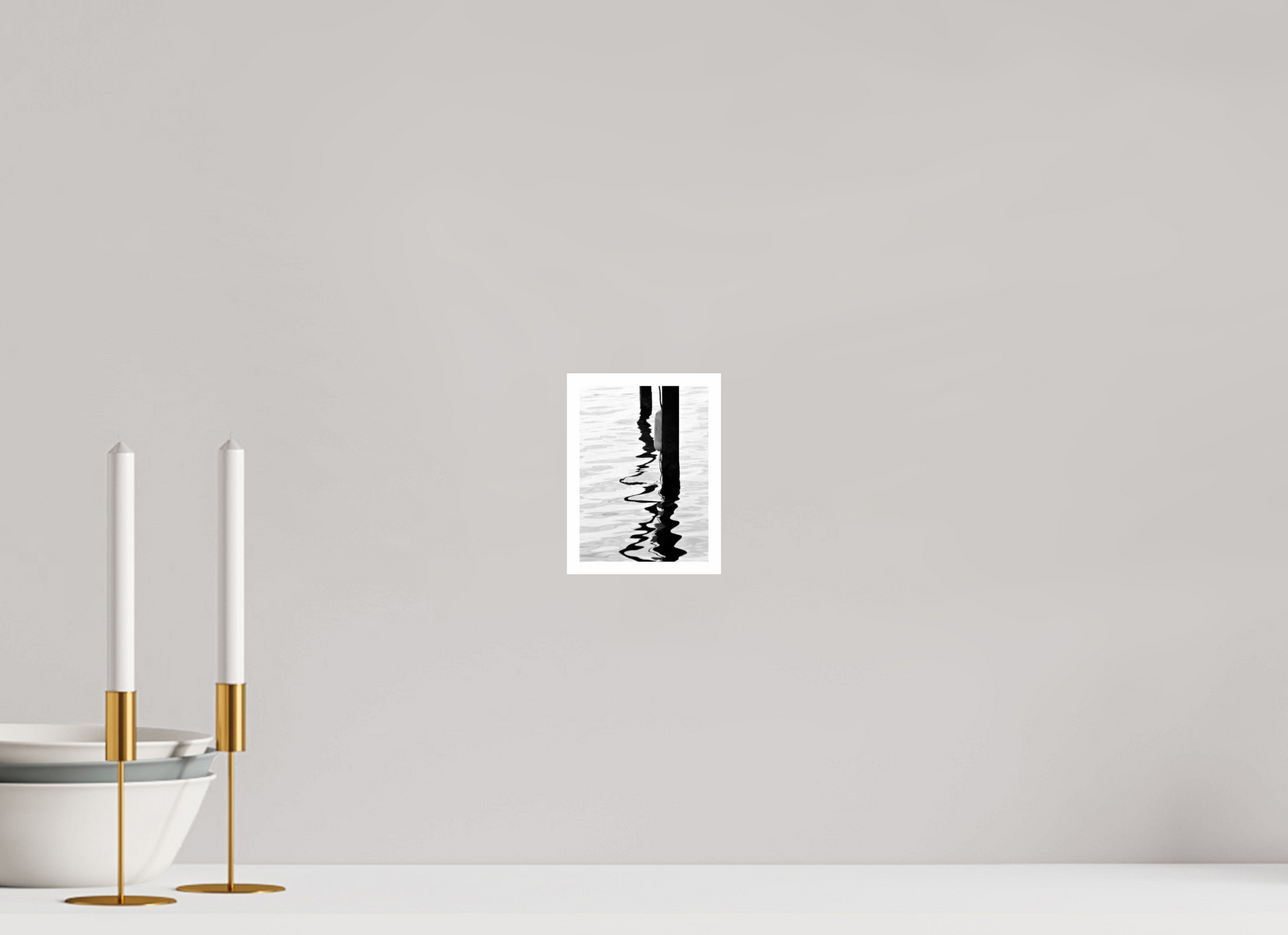 4 x 5.5″, B&W Print .39 Border Water Painting