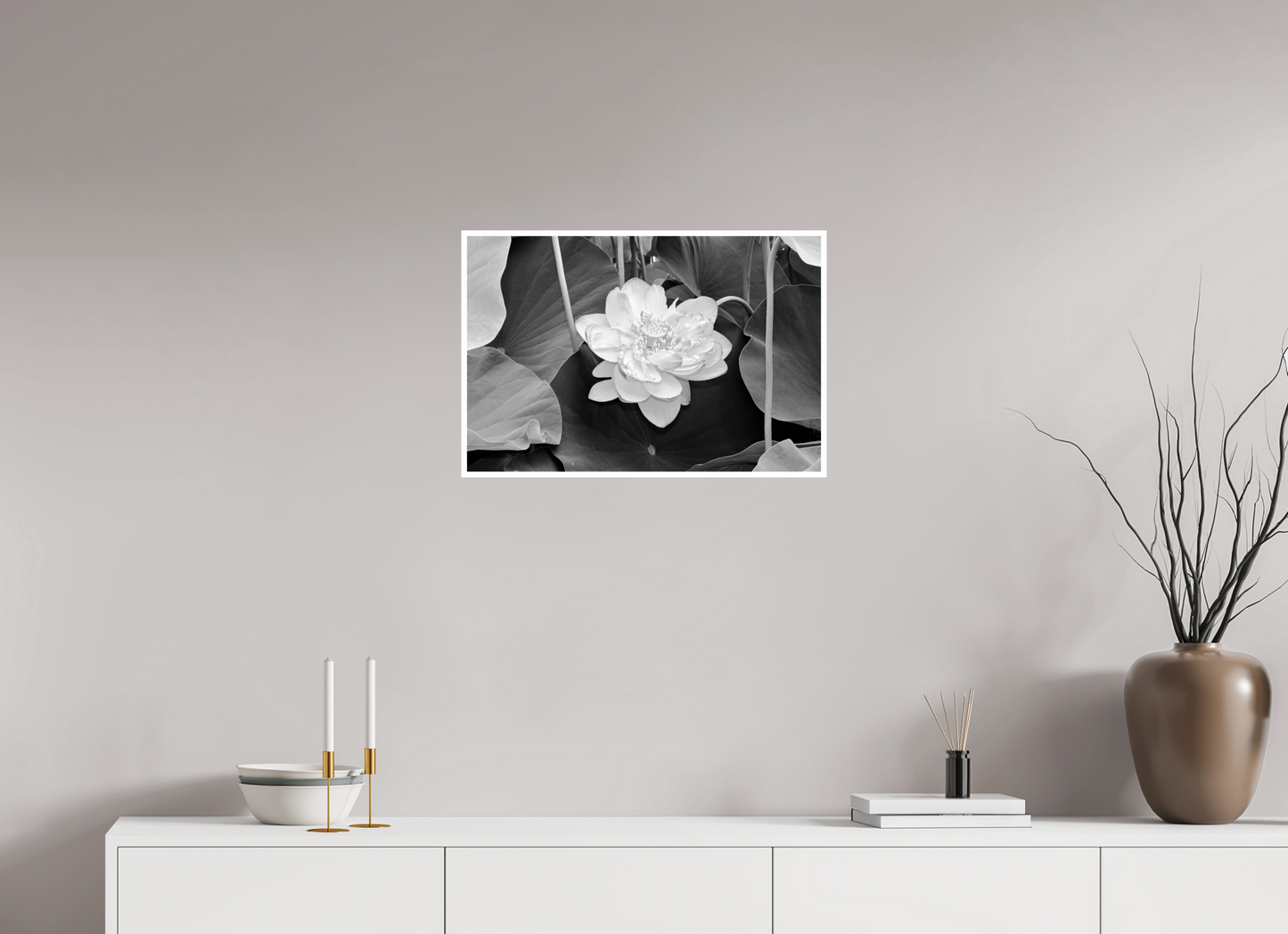 24 x 16″, B&W Print B&W Lotus