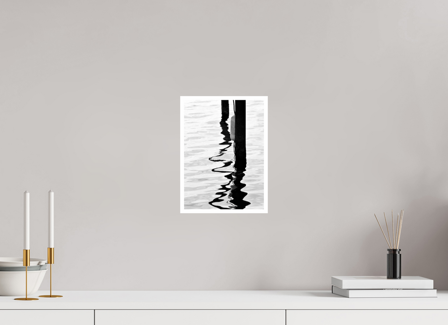 8 x 10.9″, B&W Print .39 Border Water Painting