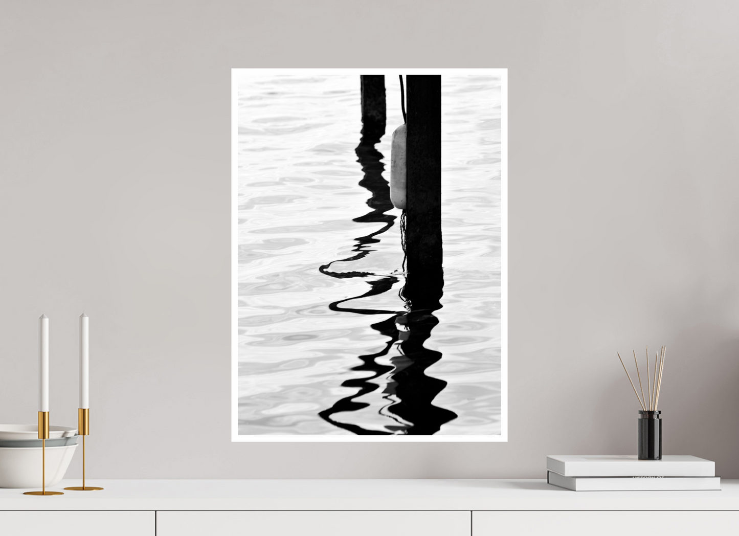 16 x 21.9″, B&W Print .39 Border Water Painting
