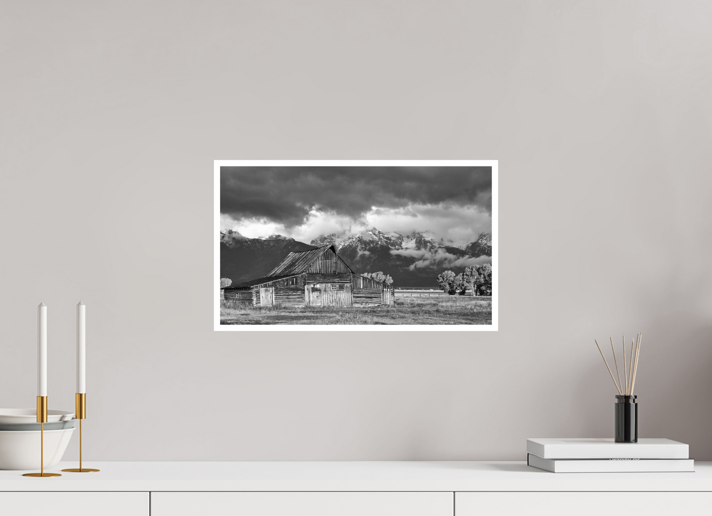 17.1 x 10″, B&W Print .39 Border Jackson Hole