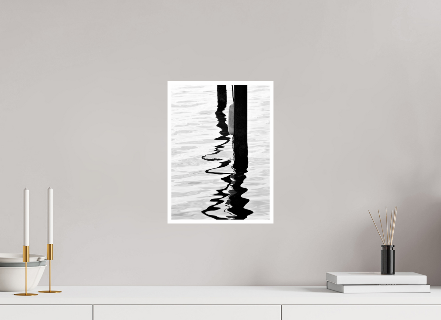 10 x 13.7″, B&W Print .39 Border Water Painting