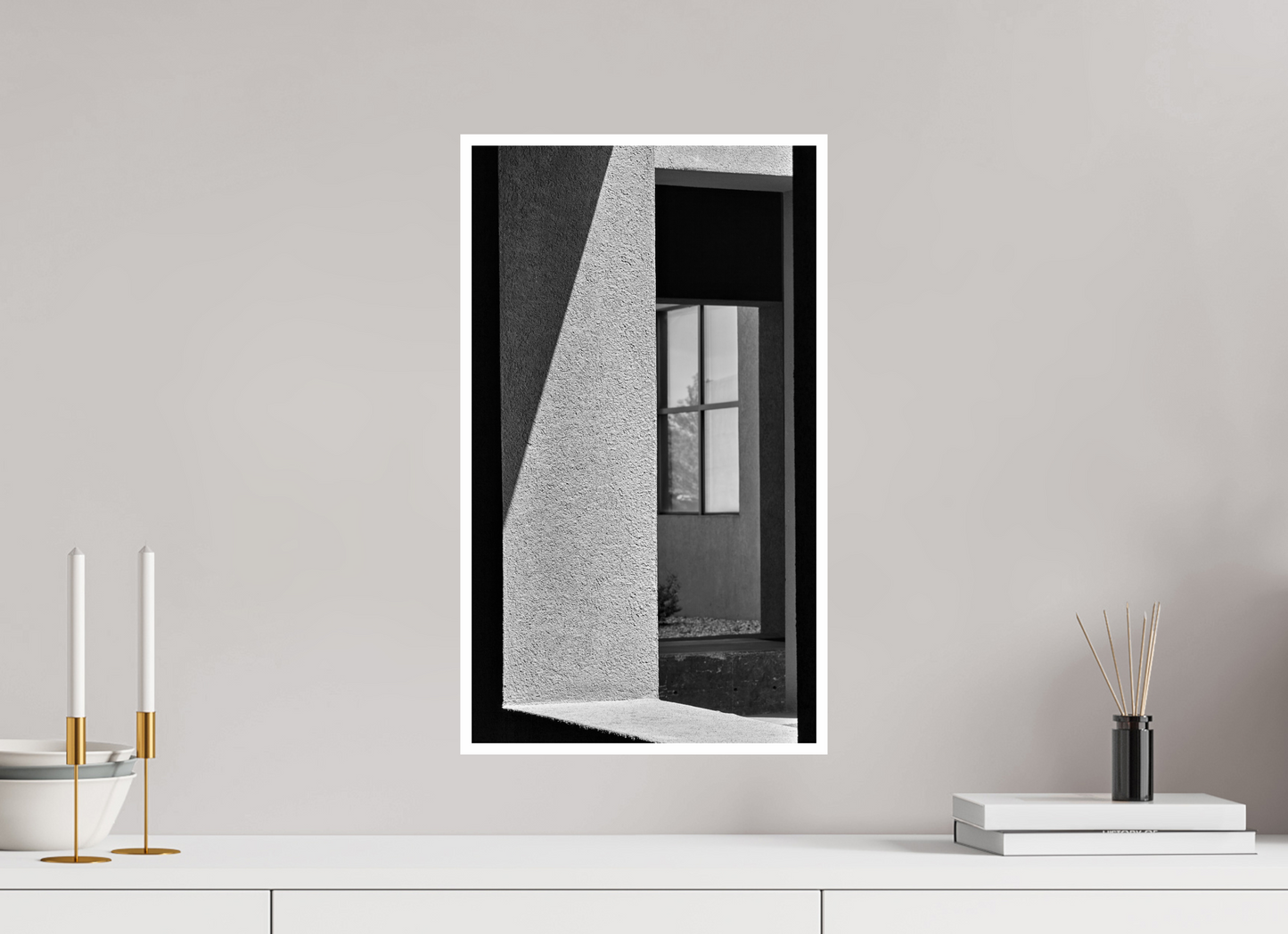 12 x 20.8″, B&W Print .39 Border Santa Fe - Ricardo Legorreta Building