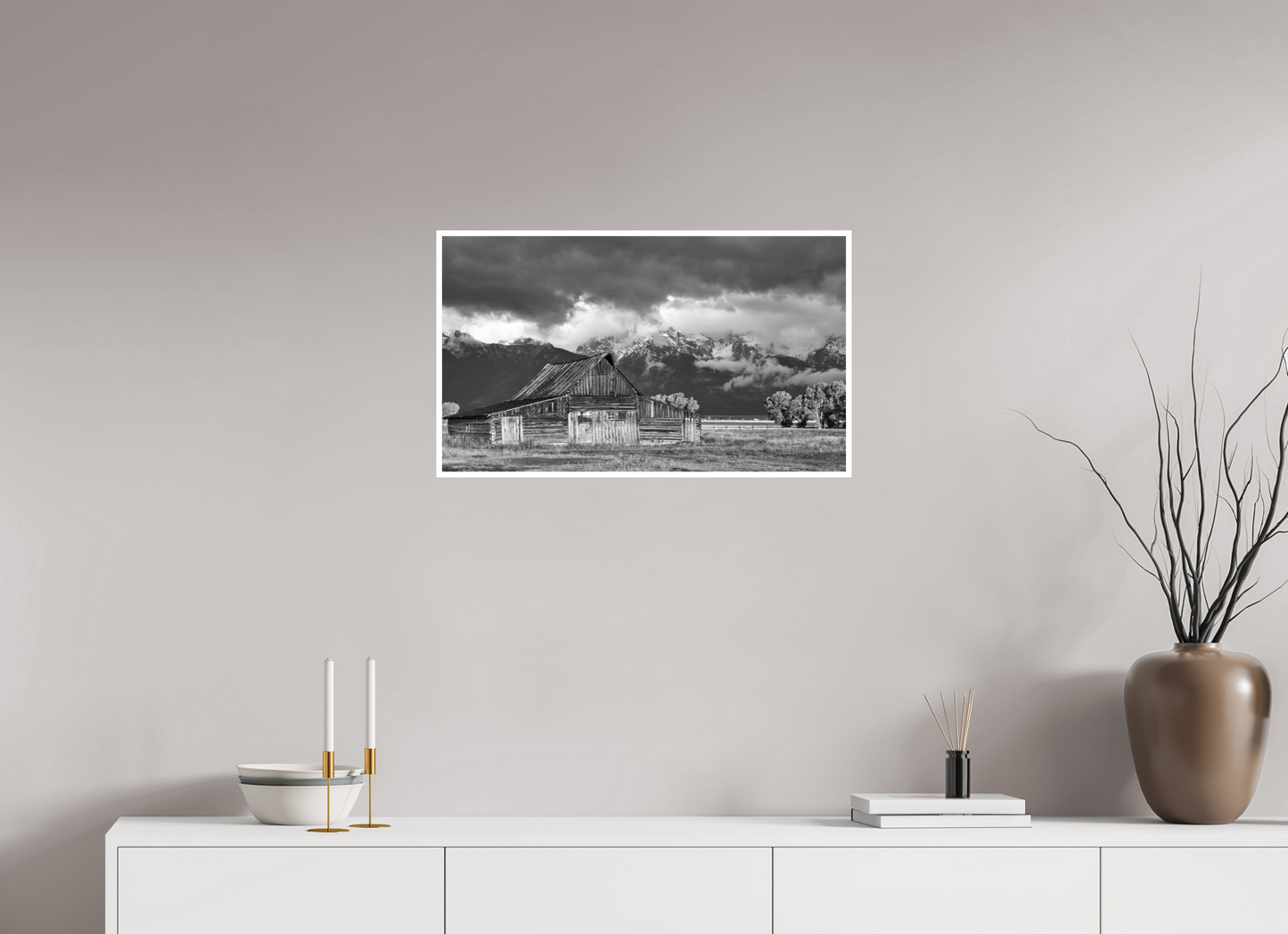 27.4 x 16″, B&W Print .39 Border Jackson Hole