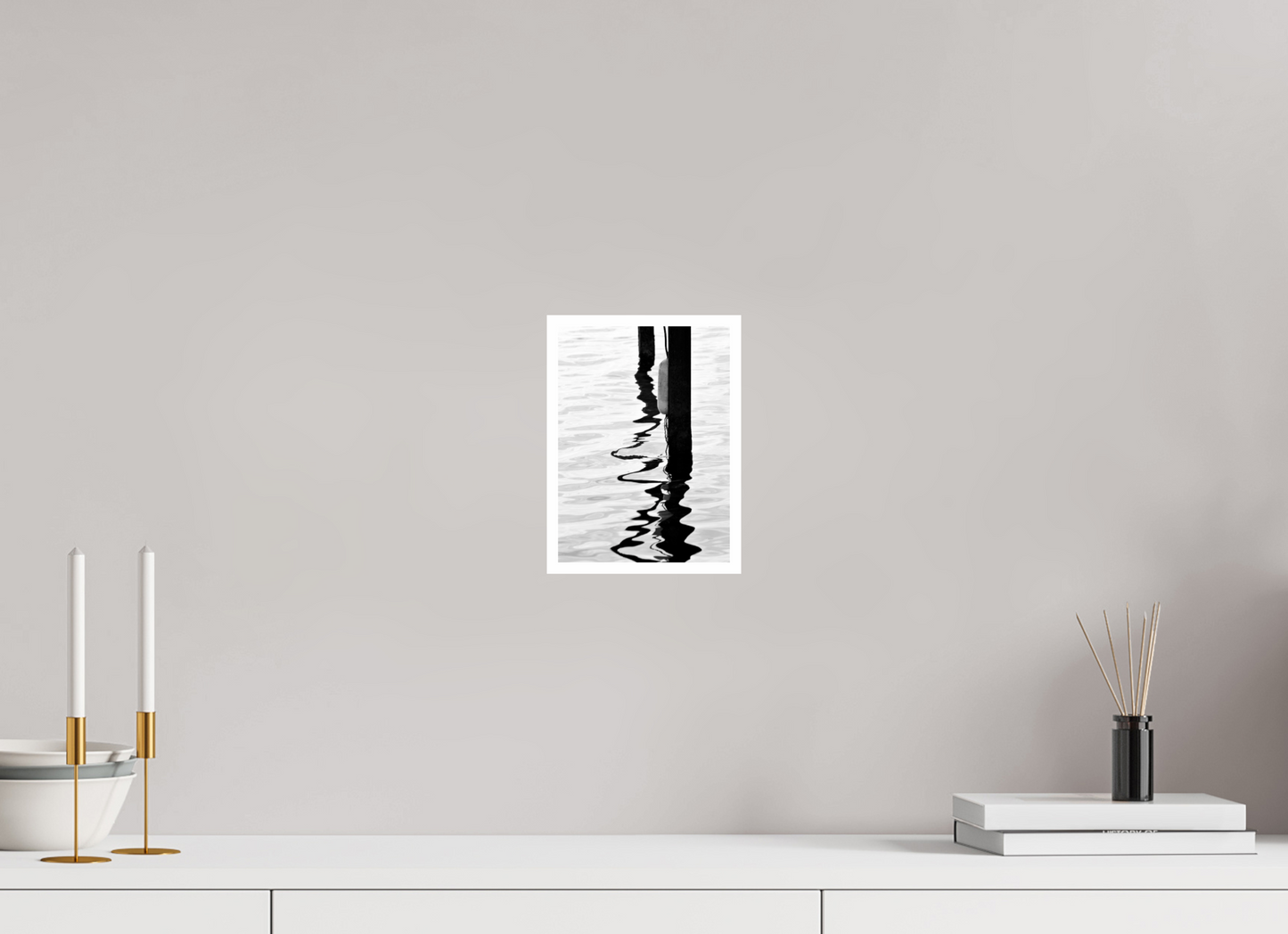 6 x 8.2″, B&W Print .39 Border Water Painting