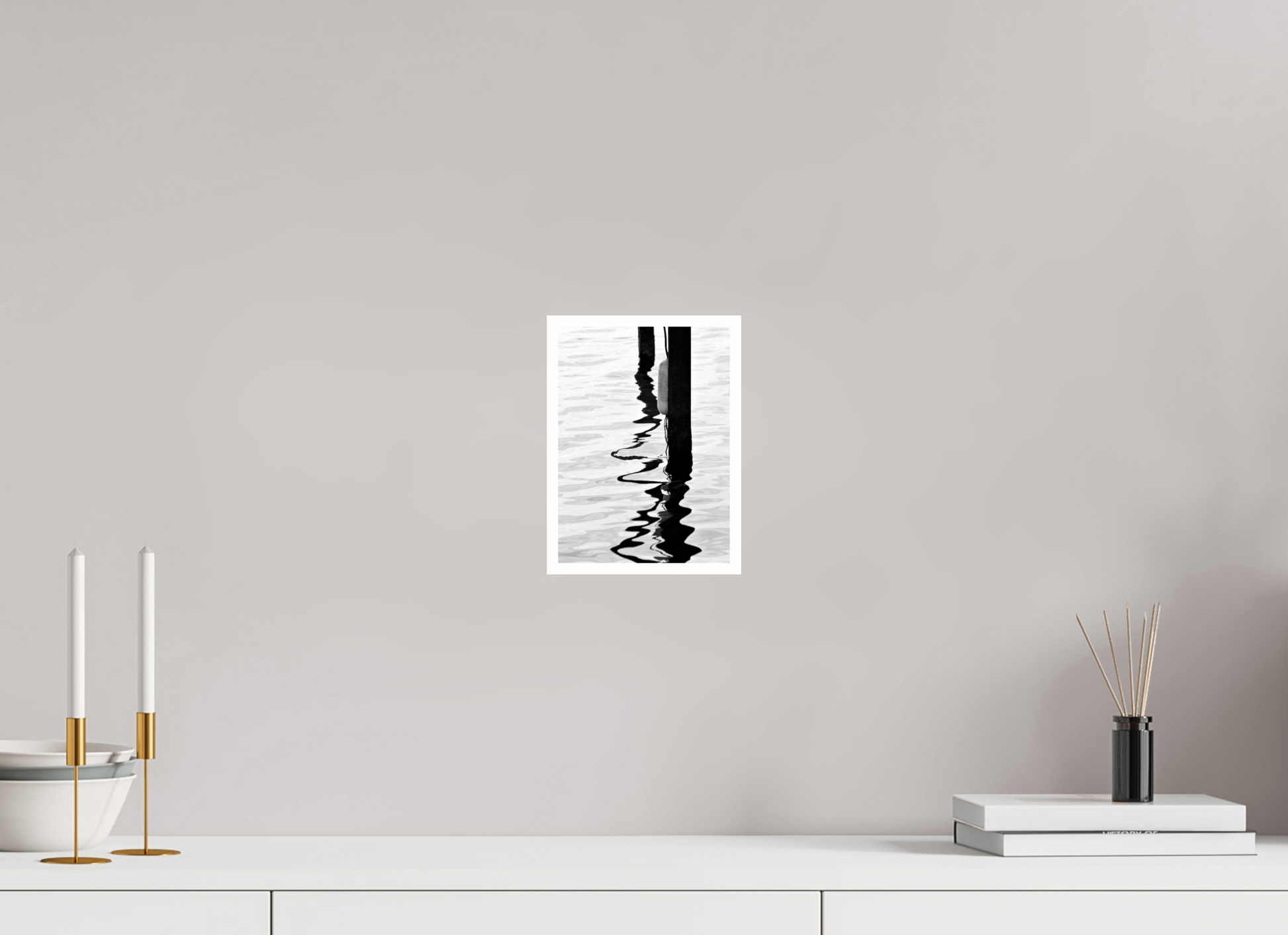 6 x 8.2″, B&W Print .39 Border Water Painting