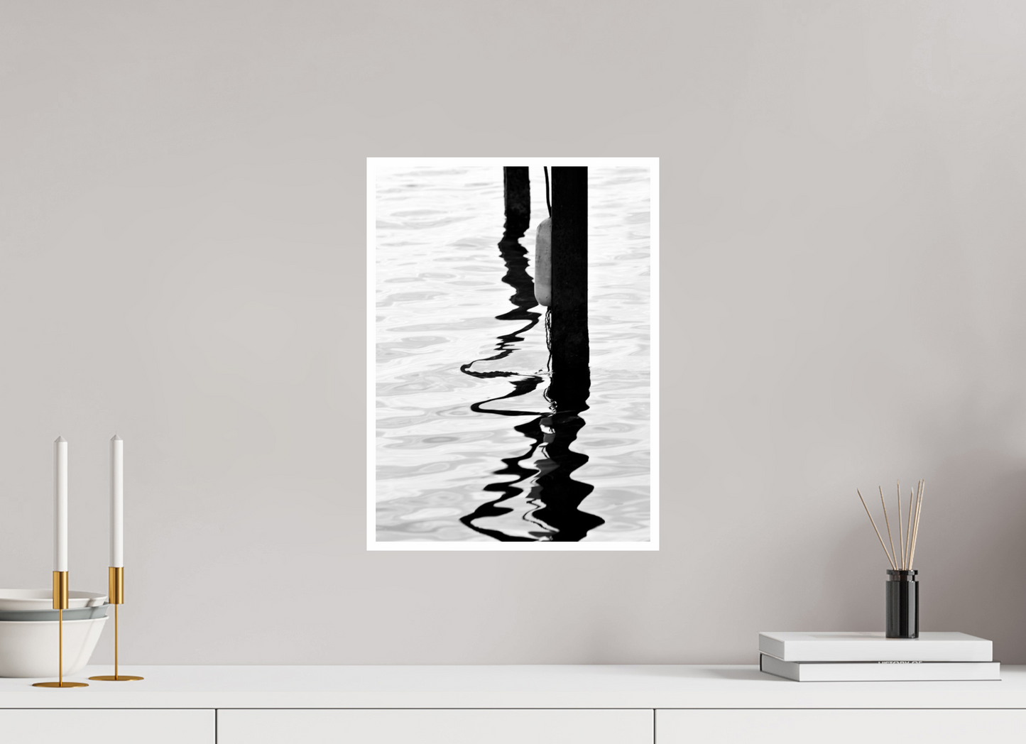 12 x 16.4″, B&W Print .39 Border Water Painting