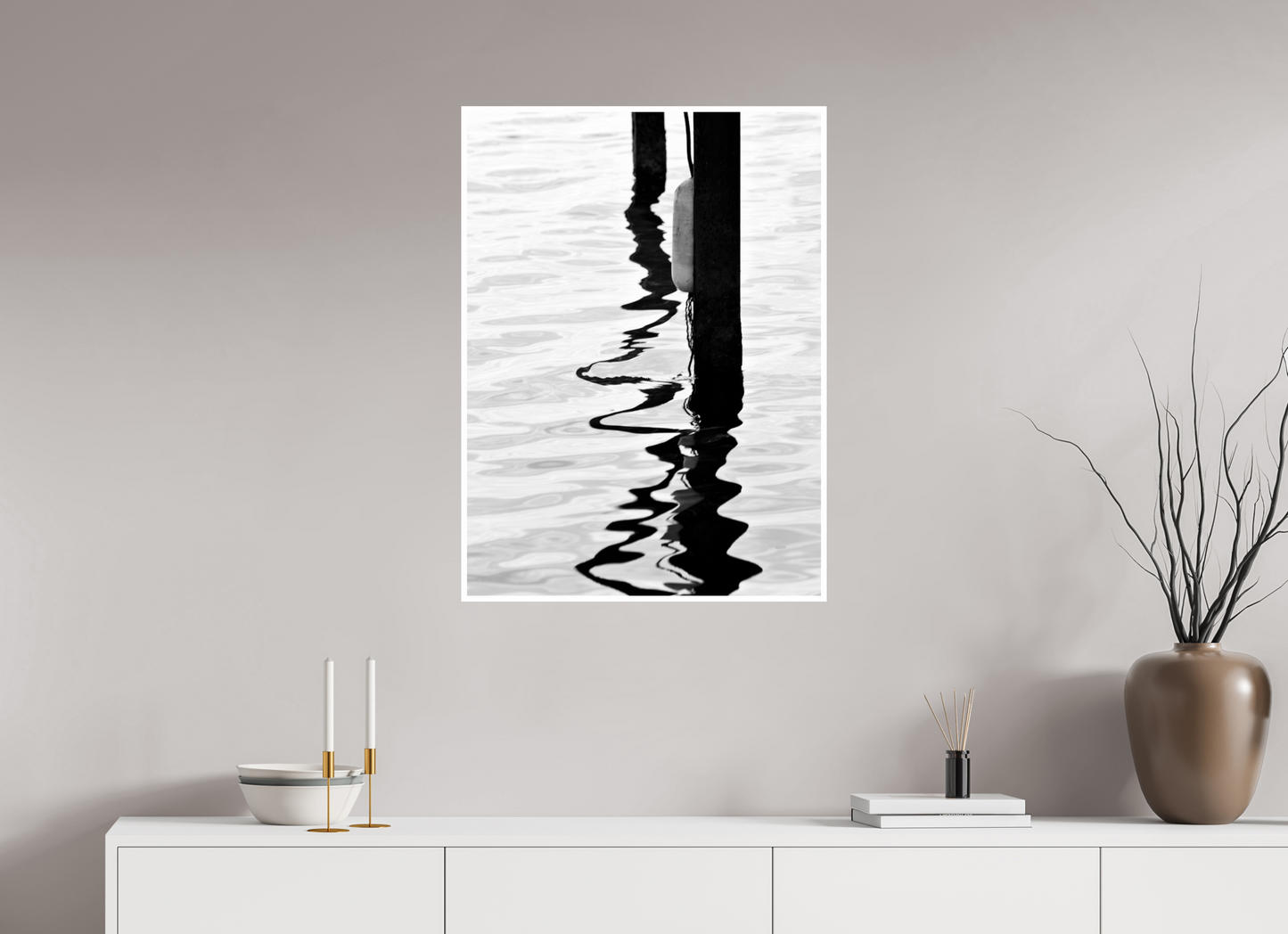24 x 32.8″, B&W Print .39 Border Water Painting